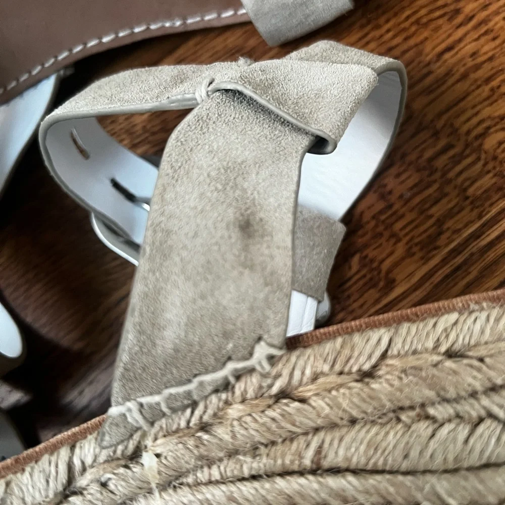 RAG‎ & BONE Ansley Platform Wedge Espadrille Suede Sandals Taupe Leather 37